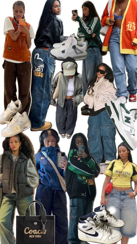 Street Style School Outfits, Streetwear Vintage Outfit, Type Of Styles Clothing, Tom Boy Femme Style, R B Aesthetic Outfit, 90s Fashion Women 1990s Outfit, 90s Clothes Aesthetic, American High Street Style, Hip Hop Aesthetic Outfit