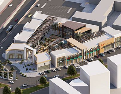 Small Shopping Mall Design, Small Shopping Mall, Shopping Center Architecture, Small Shop Design, Shopping Mall Design, Plaza Design, Apartments Exterior, Commercial Design Exterior, Residential Building Design