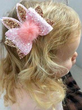 Bunny Hair Bows, Gold Hair Bow, Girls Hair Bows Diy, Headband Diy, Easter Bows, Pink Hair Bows, Bow Headband Hairstyles, Easter Hair Bow, Handmade Hair Bows