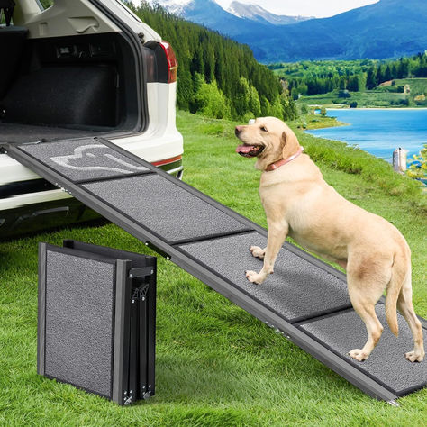 PetThem 2023 Upgrade Pet Ramp: PetThem dog car ramp stands out from traditional dog ramps with exceptional features -Built-in metal sleeves for reinforced stability -Loofah-like texture for superior traction -Carpet Fabric for paw comfort -Four-fold design for effortless storage and portability.
Strong Aluminum Frame:Crafted from premium aluminum alloy with sleeves reinforced design, our pet ramp ensures durable stability. Supports up to 250 lbs, Dog Ramp For Car, Car Ramp, Pet Ramp, Car Ramps, Pet Stairs, Carpet Fabric, Dog Ramp, Pet Steps, Dog Car