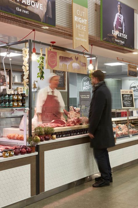 SuperValu, Blackrock | Echochamber Buffet Counter, Feature Lighting, Retail Trends, Inside Shop, Food Retail, French Theme, Supermarket Design, Meat Shop, Retail Displays