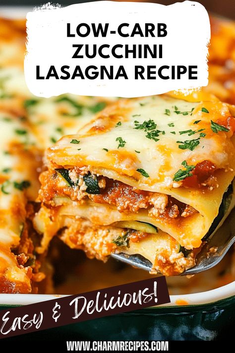 Discover a delicious and healthier alternative to traditional lasagna with this low-carb Zucchini Lasagna. Made with fresh zucchini slices that replace the noodles, this dish features layers of rich meat sauce, blended cheeses, and aromatic herbs that come together to create a mouthwatering meal. Perfect for anyone looking to cut carbs without skimping on flavor, it's an easy recipe to prepare for family dinners or meal prep. Try this comforting dish any night of the week and enjoy a guilt-free taste of Italy! Lasagna With Zucchini And Meat, Zucchini Lasagna Recipe Easy, Lasagna Filling, Zucchini Health Benefits, Zucchini Lasagna Recipe, Lasagna With Cottage Cheese, Low Carb Zucchini Lasagna, Healthy Lasagna, Fresh Zucchini