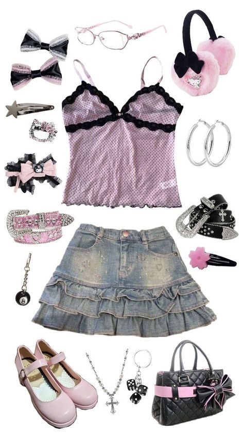 #gyaru #rokkugyaru #outfit #outfitboard #outfitinspiration #kawaii #japanesefashion #clothes Basic Gyaru Outfit, J Fashion 2000s, Soft Gyaru Outfit, Gyaru Style Outfits, Gyaru Aesthetic Outfit, Gyaru Outfits Himekaji, Gyaru Outfits Tsuyome, Gyaru Inspo Outfit, Garyu Outfits