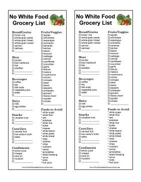 No White Food Diet, No White Diet, Low Histamine Foods, Kosher Diet, Printable Grocery List, Sugar Detox Diet, Low Histamine Diet, Food Grocery, Grocery List Printable