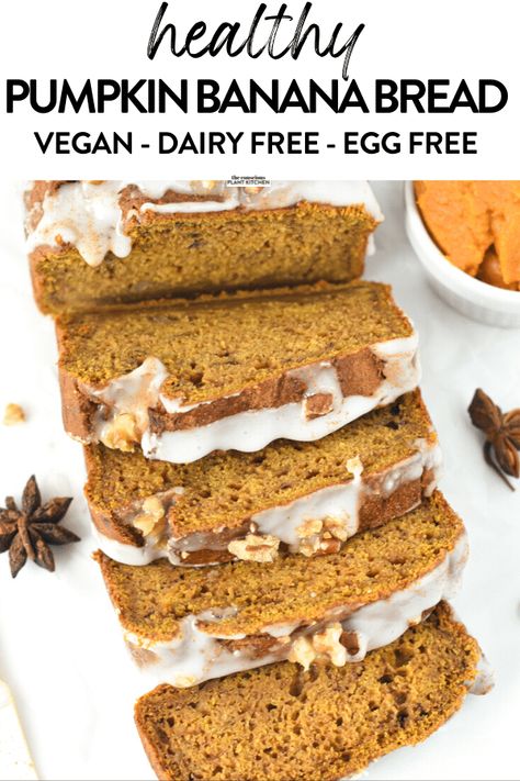 Pumpkin Banana Bread Healthy, Vegan Pumpkin Banana Bread, Healthy Pumpkin Banana Bread, Pumpkin Cookies Healthy, Pumpkin Banana Muffins, Ripe Banana Recipe, Vegan Pumpkin Bread, Pumpkin Banana Bread, Vegan Pumpkin Recipes