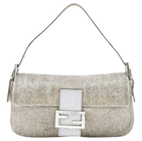 FENDI Women's Baguette Bag in Grey | Second Hand Packing Accessories, Fendi Baguette Bag, Fendi Handbag, Vintage Fendi, Baguette Bag, Fendi Baguette, Lady Dior, Fendi Bags, Fashion Handbags