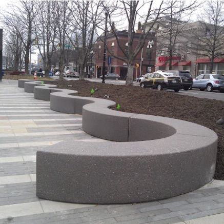 Precast Bench | Radius | 5116 Urban Furniture Bench, Concrete Bench Seat, Place Logo, Recycle Interior, Small Restaurant Design, Retaining Wall Design, Preschool Furniture, Stone Park, Parks Furniture