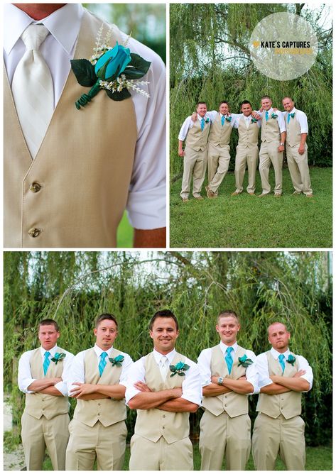 Tan Suits, Groomsmen Wedding Photos, Groomsmen Photos, Groomsmen Wedding, Teal Wedding, Wedding Groomsmen, Wedding Beach, Bridesmaids And Groomsmen, Groom Outfit