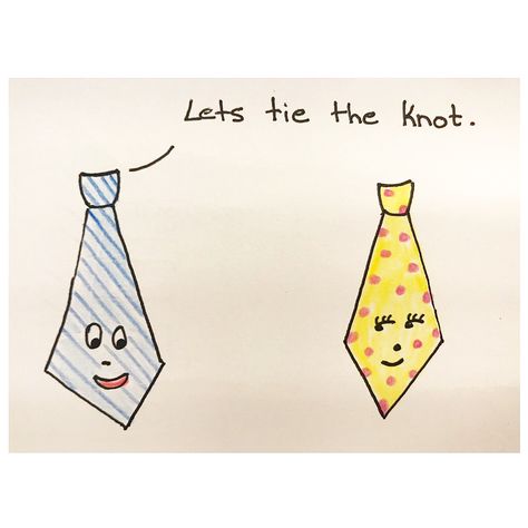 Tying the knot. #proposal #ties #humor #doodle #illustration #cute Cute Proposal, Tie Drawing, Funny Ties, Illustration Cute, Tying The Knot, Doodle Illustration, Tie The Knots, The Knot, Knot