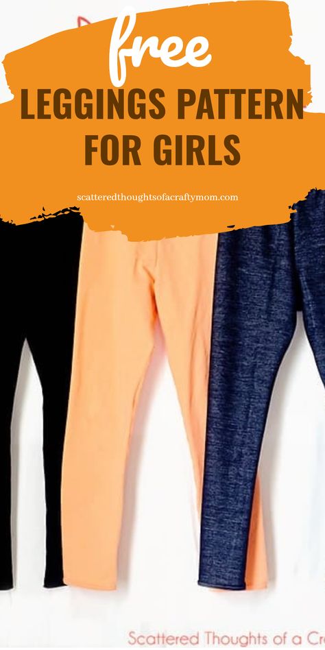 Sew a pair of leggings for girls with this free legging pattern! Sewing Leggings Tutorials, Girls Leggings Pattern, Legging Pattern, Diy Leggings, Sewing Projects Tutorials, Toddler Girls Leggings, Leggings For Girls, Crafty Mom, Kids Leggings