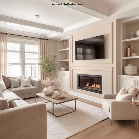 Living Room Designs New Build, Real Fireplace Tv Wall, Living Room With Modern Fireplace, Living Room Fireplace Ideas With Tv, Living Room Tv Wall With Fireplace, Modern Fireplace Wall Living Room, Tv Wall Ideas Living Room, Cosy Living Room Design, Uk Living Room