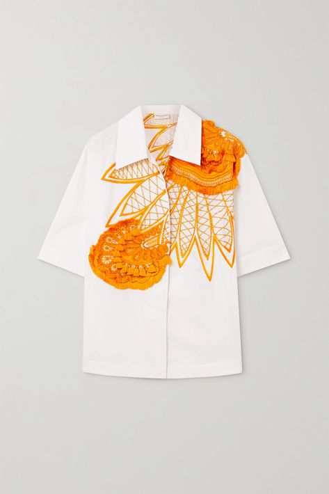 Bottega Veneta Sandals, Cuban Shirts, Beaded Shirt, Bottega Veneta Clutch, Linen Fashion, Boho Kimono, Fashion Project, Cotton Poplin Shirt, Shirt Embroidery