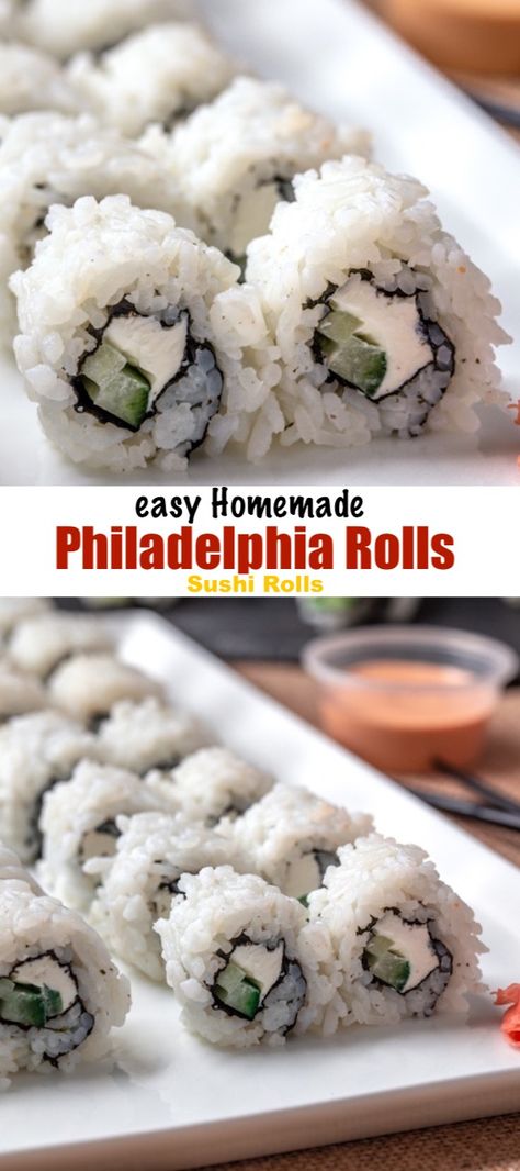 Easy Sushi Rolls At Home Videos, Cream Cheese Sushi Rolls Recipe, Sushi Cream Cheese Recipes, Homemade Veggie Sushi Rolls, Veggie Sushi Rolls Recipe, Homemade Sushi Rolls Vegetarian, Sushi Recipes Cream Cheese, Homemade Cucumber Sushi Rolls, Basic Sushi Rolls