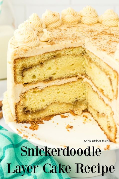 Snickerdoodle Layer Cake Recipe with Cinnamon Sugar Frosting. Discover a delicious Snickerdoodle Layer Cake recipe with creamy cinnamon sugar frosting. Follow our easy steps to bake a perfect dessert everyone will love. Snickerdoodle Cake Recipe, Heaven Cake, Snickerdoodle Cake, Sugar Frosting, Layer Cake Recipes, Treats Recipes, Snickerdoodle Cookie Recipes, Cinnamon Recipes, Sugar Cake