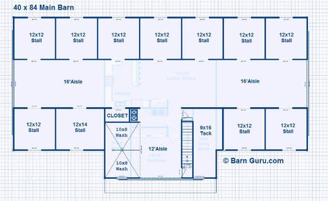 11 Stall Horse Barn Design Plans - With Living Quarters Horse Barn Designs Layout, Horse Farm Layout, Luxury Horse Barns, Luxury Horse, Barn Layout, Horse Farm Ideas, Pallet Barn, Horse Barn Ideas Stables, Barn Plan