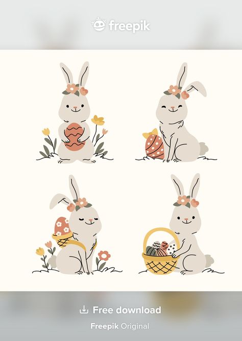 Bunny Easter Illustration, Easter Basket Illustration, Easter Bunny Doodle, Easter Basket Drawing, Easter Illustration Design, Happy Easter Drawing, Bunny Illustration Cute, Easter Bunny Drawing, Happy Easter Illustration