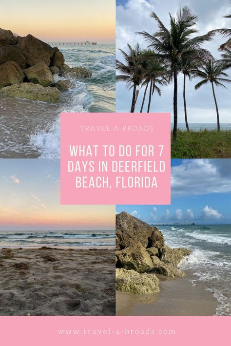 four beach images from Deerfield Beach, Florida Deerfield Beach Florida, Turning 30, Dream Travel Destinations, Seven Days, Florida Travel, Beach Lovers, Beach Florida, Travel Inspo, Travel Advice