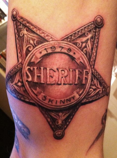 Sheriff star Designed Tattoos, Side Neck Tattoo, Country Tattoos, Country And Western, Tin Star, Western Tattoos, Neck Tattoo For Guys, Celtic Tattoos, Custom Tattoo Design