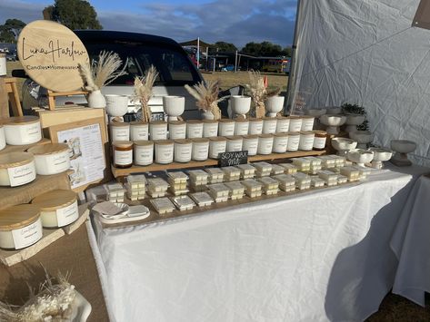 Here at Tootgarook Primary School Market until 1pm. The sun is shiny, it’s a beautiful morning and there’s plenty of stalls here 😊 Candle Market Stall Display Ideas, Candle Market Stall, Market Stall Candles, Farmers Market Candle Booth, Resin Market Stall, Market Stall Sign, Candle Market Display, Homemade Soap Bars, A Beautiful Morning