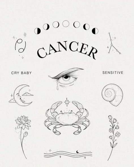 Cancerian Tattoo Minimalist, Taurus And Cancerian Tattoo, Cancerian Tattoo Zodiac Signs, Cancerian Aesthetic Tattoo, Minimalist Zodiac Tattoo, Cancerian Tattoo For Women Minimalist, Zodiac Tattoos For Cancers, Female Piercings Ideas, Star Sign Tattoos