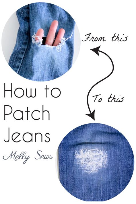 How to Patch Jeans How To Patch Jeans, Melly Sews, Tips Sewing, Mending Clothes, Sewing Jeans, Diy Sewing Tutorials, Patch Jeans, Make Do And Mend, Trendy Sewing