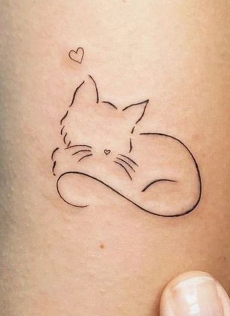 Cute Cat Tattoos For Women, Cute Small Cat Tattoos, Cat Nose Print Tattoo, Best Friend Cat Tattoos, Small Tattoos Cat, Mini Cat Tattoo, Tattoo For Cat, Spine Tattoo Simple, Cat And Flower Tattoo