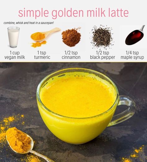 Found on Instagram ..... PlantYou Vegan Latte, Golden Milk Latte, Fall Vegan Recipes, Turmeric Latte, Vegan Drinks, Vegan Milk, Golden Milk, Latte Recipe, Healthy Drinks Recipes