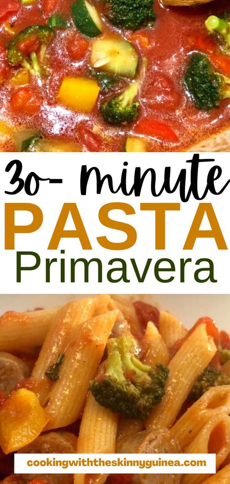 Pasta Primavera With Sausage, Pasta Primavera Red Sauce, Pasta Primavera Recipes Red Sauce, Marinera Sauce Recipe, Pasta Primavera Recipes, Pasta Primavera Sauce, Penne Primavera, Primavera Pasta, Easy Pasta Primavera