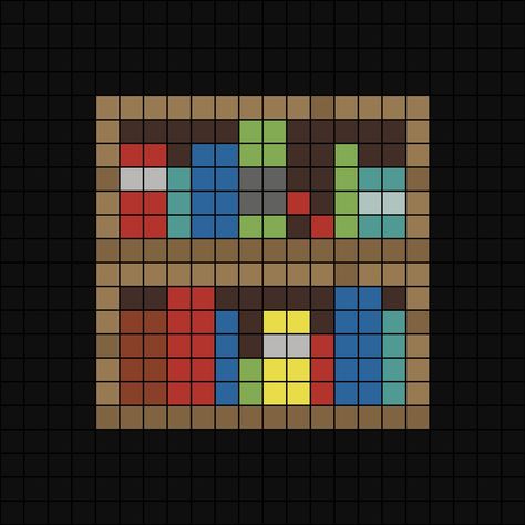 A pixel art template of the old Minecraft bookshelf (2-D, one sided).

Originally by Darcy's Shama Bead Patterns, though I have made my own adjustments. Minecraft 3d Pixel Art, Minecraft Pixel Art Templates Easy, Minecraft Painting Ideas On Canvas, Minecraft Painting Template, Minecraft Painting Pixel Art, Plastic Canvas Minecraft, Minecraft Block Art, Minecraft Embroidery, Minecraft Sign