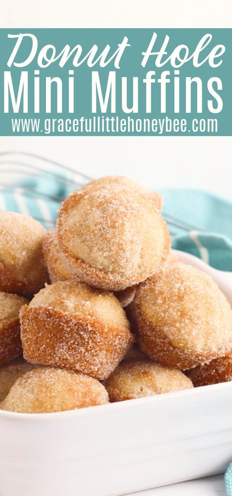 Muffin Donut Recipes, Easy Breakfast Mini Muffins, Mini Muffin Donut Recipe, Mini Muffin Recipes For Kids, Baked Donut Holes Muffin Tins, Mini Muffins Recipes Easy, Easy Quick Deserts Simple, Mini Donut Muffins, Quick Mini Muffins