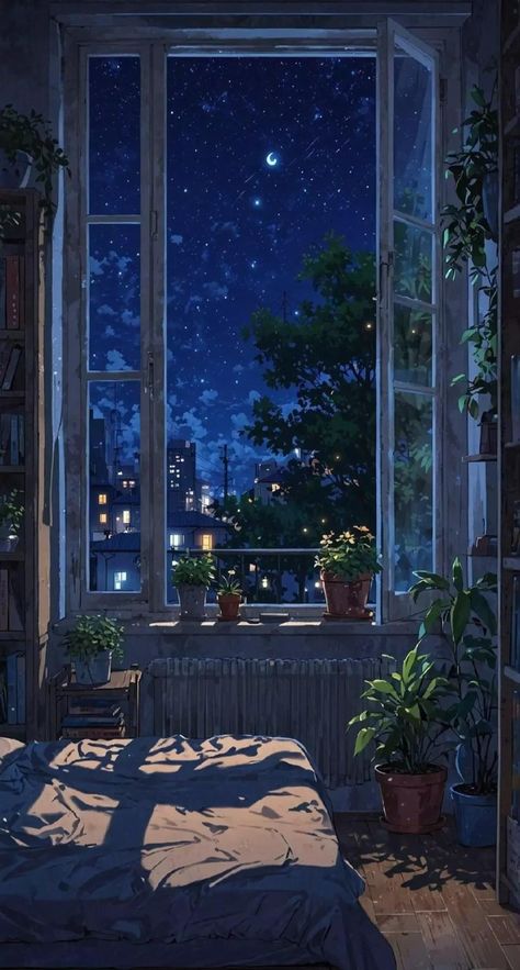 Lofi Ipad Wallpaper Aesthetic, Bedtime Wallpaper Iphone, Night Window Aesthetic, Lofi Vibes Wallpaper, Dreamy Wallpaper Aesthetic, Lofi Scenery, Night Phone Wallpaper, Lofi Christmas, Lofi Aesthetic Wallpaper