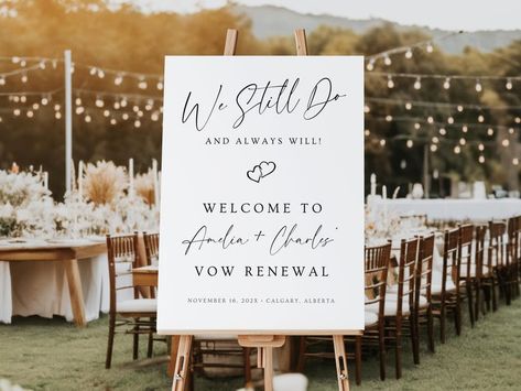 We Still Do Printable Sign. Vow Renewal Welcome Poster. Modern Minimalist Annniversary Party Decor. Simple Sign. Editable Template. GRD - Etsy Canada Simple Vow Renewal Ideas, Simple Vow Renewal, Party Decor Simple, Vow Renewal Ideas, Simple Signs, Welcome Poster, Printable Signs, Vow Renewal, Banners Signs