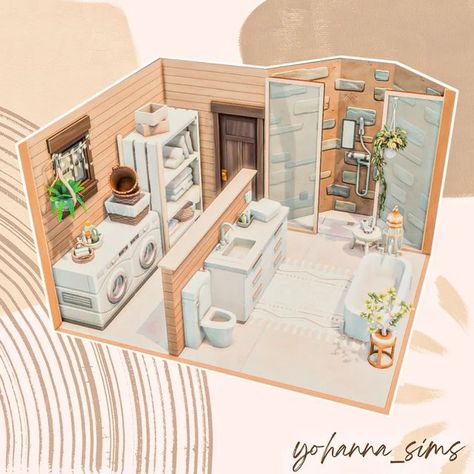 Sims 4 Utility Room, Sims 4 Bathroom Build, Sims 4 Loft Download, Sims4 Laundry Room, Sims 4 Bathroom Layout, Sims 4 Small Bathroom Ideas, Sims Laundry Room, Sims 4 Houses Decoration, Sims Builds Ideas