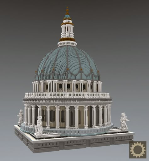 the dome of St. Paul's Cathedral Cathedral Minecraft Ideas, Minecraft Glass Dome Roof, Minecraft Dome Blueprint, Minecraft Dome Roof, Minecraft Cathedral, Minecraft Dome, Villa Minecraft, Minecraft Building Guide, Minecraft Steampunk