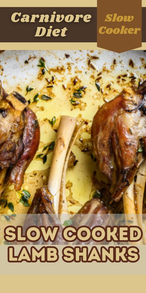 Try this delicious Slow Cooked Lamb Shanks recipe. For more recipes follow my page. #carnivorediet #carnivore #healthyrecipes #upgradedhealth #recipes Diet Slow Cooker Recipes, Crockpot Lamb, Simple Meal Prep Ideas, Lamb Shanks Slow Cooker, Slow Cooked Lamb Shanks, Lamb Shank Recipe, Carnivore Diet Recipes, Simple Meal Prep, Slow Cooker Lamb