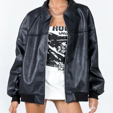 Oversized Leather Jacket, Show Jackets, Pu Jacket, Fall Coat, Oversized Jacket, Leather Blazer, Black Leather Jacket, Faux Leather Jackets, Princess Polly