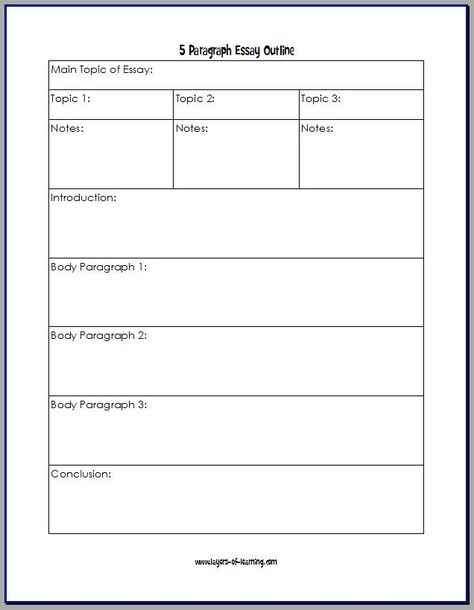 FREE Printable Outline for the Five Paragraph Essay www.homeschoolgiveaways.com Download this free printable for outlining a 5-paragraph essay! Essay Writing Structure, Five Paragraph Essay, Printable Outline, Essay Outline Template, Writing Outline, College Admission Essay, College Writing, Best Essay Writing Service, School Essay