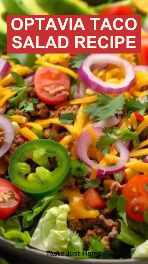 Optavia Taco Salad Recipe – Taste Just Home Optavia Mexican Recipes, Optavia Chicken Tacos, Optavia Taco Salad Recipe, Optavia Salad Recipes, Lean Green Meals Optavia Recipes, Lean And Green Taco Salad, Optavia Taco Salad, Optavia Taco, Optivia 5 And 1 Recipes