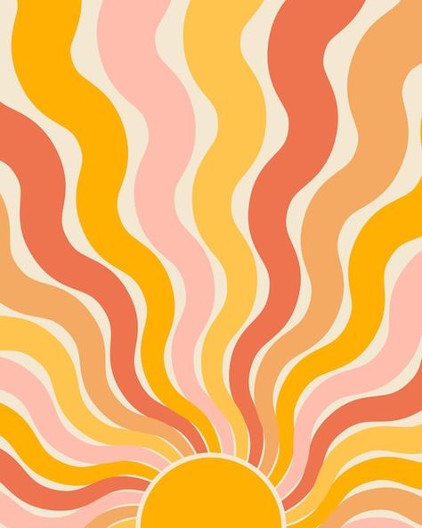 Fondodepantalla Aesthetic, Groovy Poster, Sun Wall Decor, 60s Patterns, Anime Uwu, Retro Background, Colorful Background, Protector Solar, 70s Retro