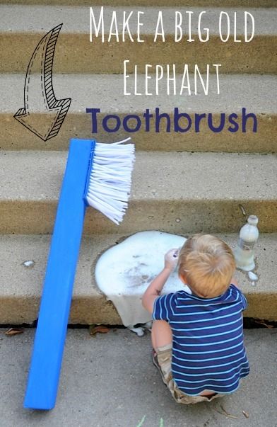 Giant Toothbrush Diy, Giant Paintbrush, Giant Toothbrush, Toothbrush Craft, Elephant Toothpaste Experiment, Tooth Fairy Costumes, Diy Toothbrush, Diy Elephant, Elephant Toothpaste