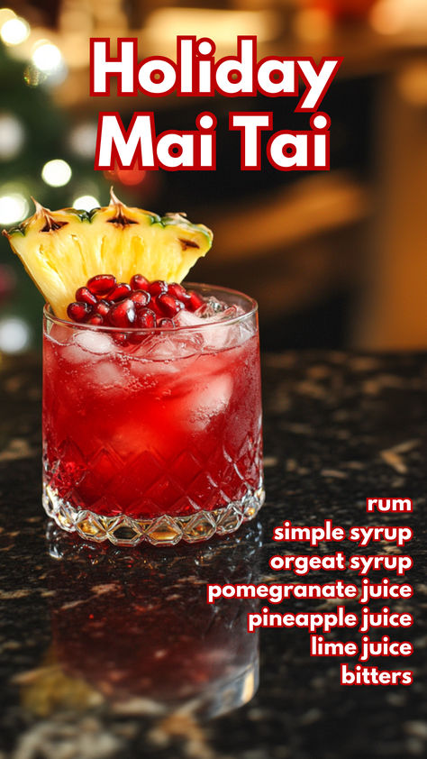 Cocktail Rum Recipes, Pomegranate Rum Cocktail, Tropical Christmas Cocktails, Seasonal Drinks Alcohol, Christmas Drinks With Rum, Orgeat Cocktail, Christmas Alcoholic Drinks Recipes, Holiday Rum Drinks, Holiday Alcoholic Drinks