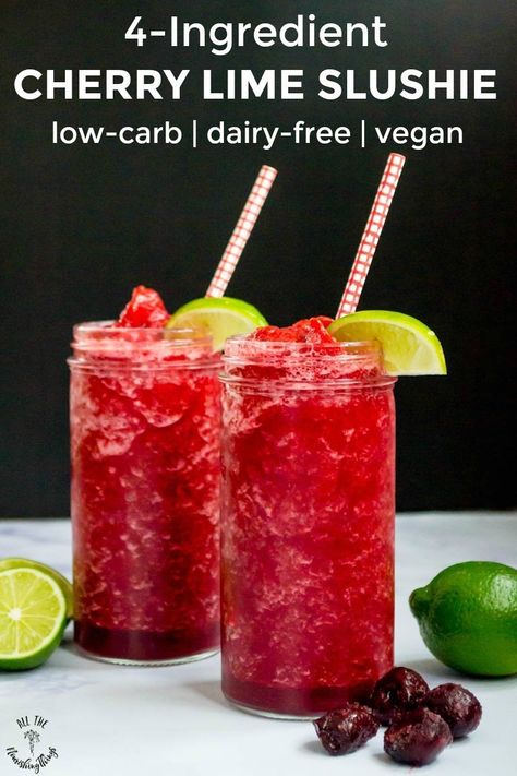 Slushie Recipe, Low Carb Drinks, Drink Recipes Nonalcoholic, Cherry Limeade, Refreshing Drinks Recipes, Healthy Drinks Recipes, Food Ingredients, Lemonade Recipes, Punch Recipes