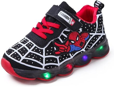 Amazon.com | RAYCHY Toddler Boys Girls Light Up Shoes LED Lightweight Mesh Breathable Walking Sneakers Black | Sneakers Sonic Hedgehog, Spiderman Kids, Hedgehog Movie, Light Up Sneakers, Led Shoes, Boy And Girl Cartoon, Light Sneakers, Light Up Shoes, Lit Shoes