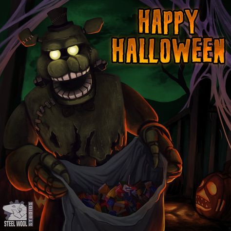 (20) Steel Wool Studios в Твиттере: «It’s that time again for creepies, crawlies, and spooky celebrations! Happy third anniversary, Curse of Dreadbear! 🎂🐻Happy Halloween, everyone! 🎃🕯️ https://t.co/umKQ1hOPaB» / Твиттер Halloween Desenhos, Fnaf Halloween, Five Nights At Freddy's Art, Fnaf Help Wanted, Fnaf Images, Fazbear Frights, Wallpapers Halloween, Fnaf Book, Freddy 3