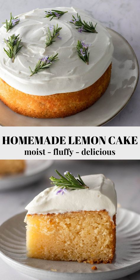 This homemade lemon cake recipe is easy to follow, moist, fluffy, and super delicious! It has a vanilla whipped cream frosting on top, and it's perfect for a birthday party! Decorate this cake however you like. This recipe works on a bundt cake pan, a single pan, or you can make a three-layered cake. Single Layer Lemon Cake, Single Layer Cake Recipe, Lemon Cake Birthday, Vanilla Whipped Cream Frosting, Homemade Lemon Cake Recipe, Lemon Birthday Cake, Single Layer Cake, Lemon Birthday Cakes, Homemade Lemon Cake