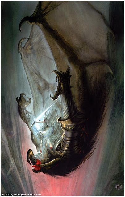 Tolkien Artwork, Demon Dragon, John Howe, Tolkien Elves, Illustration Fantasy, Middle Earth Art, Tolkien Art, Lotr Art, The Two Towers