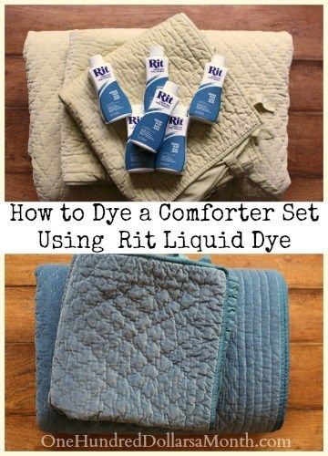 How to Dye a Comforter Set Using a Front Load Washing Machine and Rit Liquid Dye - One Hundred Dollars a Month Rit Dye Furniture, Rit Dye Colors Chart, Dyeing Tutorials, Nordic Winter, Diy Dye, Rit Dye, Front Loading Washing Machine, White Comforter, Down Comforter