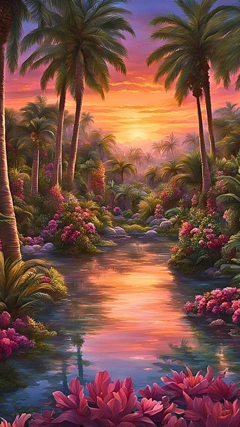 #fantasyart #fantasy Fantasy Aesthetic, Fantasy Landscape, Fantasy World, Oasis, Fantasy Art, Art Inspiration, Art