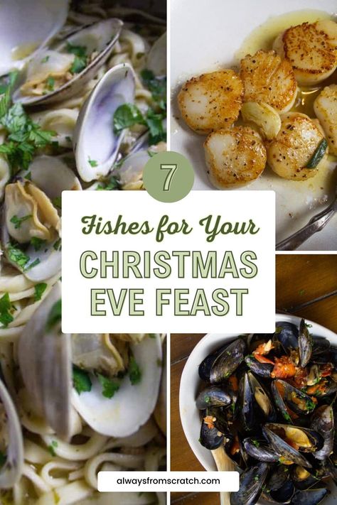 Elevate your Christmas Eve feast with seven delectable fish dishes that are sure to impress! Dive into Shrimp Fra Diavolo, savor the rich flavors of Garlic Anchovy Pasta, and enjoy the classic Linguine with Clams. Don’t miss out on Garlic Sage Seared Scallops, Homemade Shrimp Cocktail, Italian Baked Stuffed Clams, and Mussels With Tomato White Wine Sauce. Discover how these dishes can transform your holiday meal into a gourmet experience that’s both festive and unforgettable! Italian Fish Recipes Christmas Eve, Christmas Eve Fish Dishes, Feast Of The Seven Fishes Appetizers, 7 Fishes Christmas Eve, Seven Fishes Christmas Eve, Homemade Shrimp Cocktail, Italian Holiday Recipes, Feast Of Seven Fishes, Italian Christmas Eve