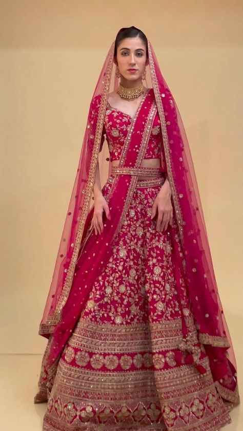 Ruby Pink Dori Embroidered Raw Silk Bridal Lehenga With Double Dupatta-RH3576 [Video] | Latest bridal lehenga, Bridal lehenga red, Red bridal dress Rani Color Lehenga Bridal, Rani Pink Bridal Lehenga, Bridal Pink Lehenga, Lehenga With Double Dupatta, Pink Lehenga Bridal, Bridal Choli, Wedding Lehengas Bridal, Double Dupatta, Lehenga With Price